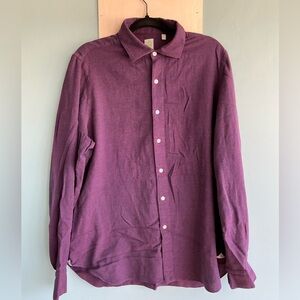Men's Maroon Checkered Long-sleeve Button-down Shirt